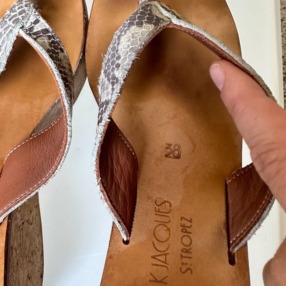 K Jacques St. Tropez Diorite Wedge Sandals Size 38 - Picture 3 of 11